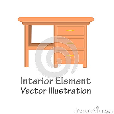 Wooden light brown chest of drawers. Vector Illustration