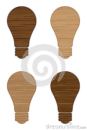 Wooden light bulb Vector Illustration