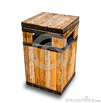The Wooden litter bin Stock Photo