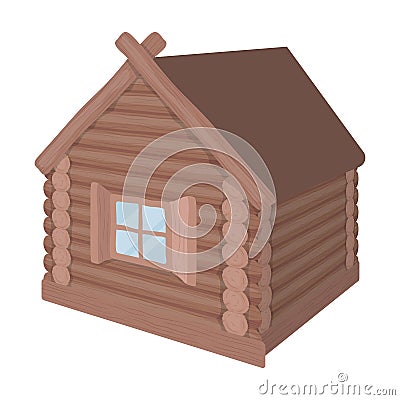 Wooden log cabin. Hut architectural structure single icon in cartoon style vector symbol stock illustration web. Vector Illustration