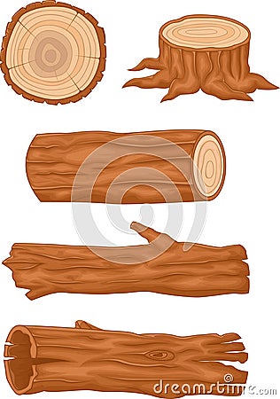 Wooden log collection Vector Illustration