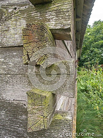 wooden log walls in Podlasie Stock Photo