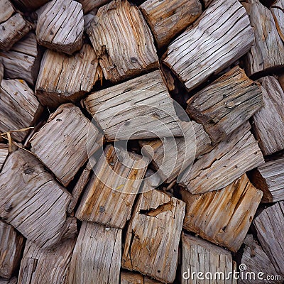 Wooden logs stacked in a pile for firewood, Wood background Cartoon Illustration