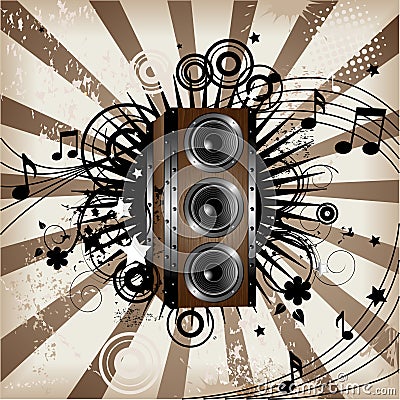 Wooden Loudspeaker Vector Illustration