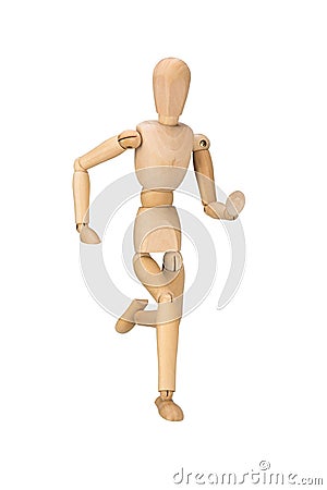 Wooden mannequin, isolated on white background Stock Photo