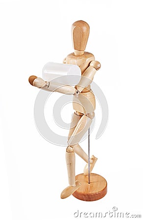 Wooden marionette working Stock Photo