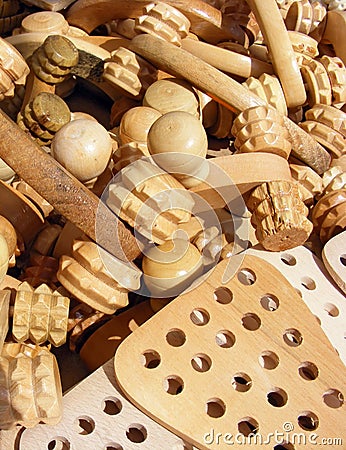 Wooden massage tool Stock Photo