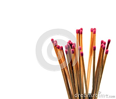 Wooden matches with pinhead inflammable sulphur Stock Photo