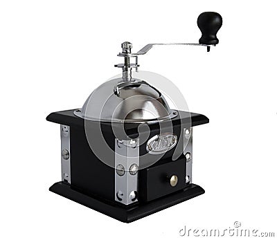 Wooden mechanical coffee grinder Stock Photo