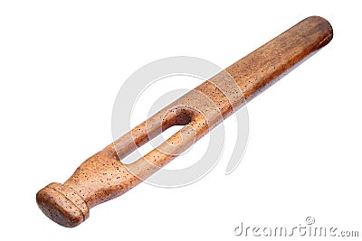 Wooden mincer handle over white Stock Photo