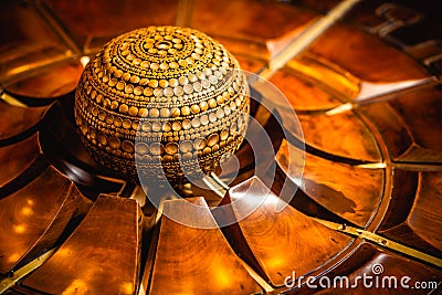 Wooden model of Auroville is a universal city making in Puducherry, South India dedicated to the ideal of human unity where people Editorial Stock Photo