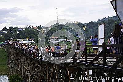 Wooden Mon Bridge Editorial Stock Photo