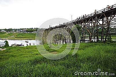 Wooden Mon Bridge Editorial Stock Photo