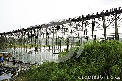 Wooden Mon Bridge Editorial Stock Photo