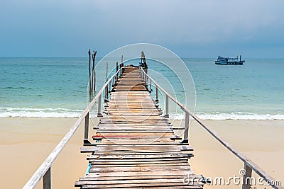 Wooden mooring at the beach of the Koh Samed, Thailand Stock Photo