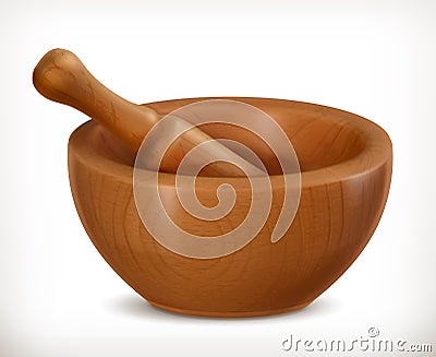 Wooden mortar icon Vector Illustration