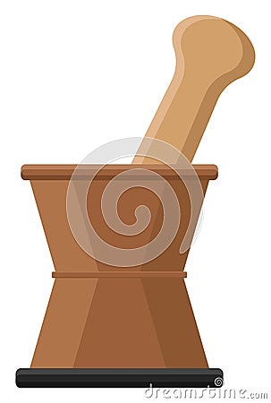 Wooden mortar, icon Vector Illustration