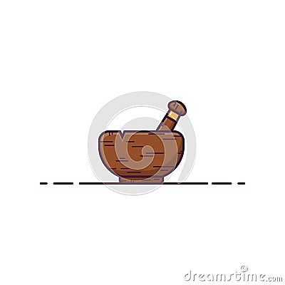 Wooden mortar Vector Illustration