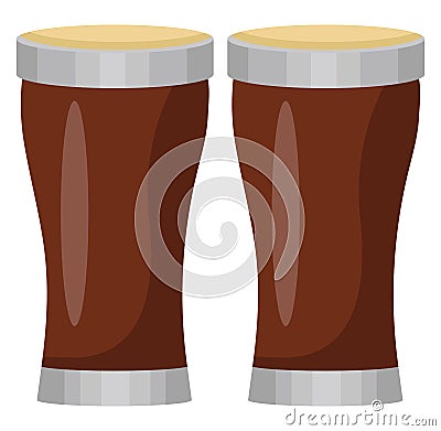 Wooden music drums, icon Vector Illustration