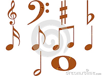 Wooden Music Notes Stock Photo