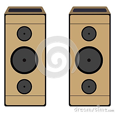 Wooden music speaker, icon Vector Illustration