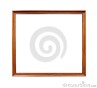 Wooden narrow brown picture frame cutout Stock Photo