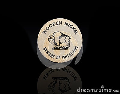 Wooden Nickel Editorial Stock Photo