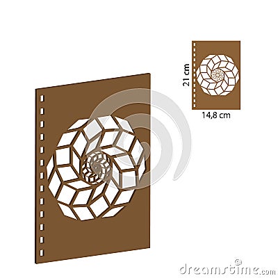 Wooden Notebook with Wood Art laser cut. A5 Spiral Notebook with Wooden Cover. Wooden Journal laser cut file. Pretty Wooden Gift. Vector Illustration