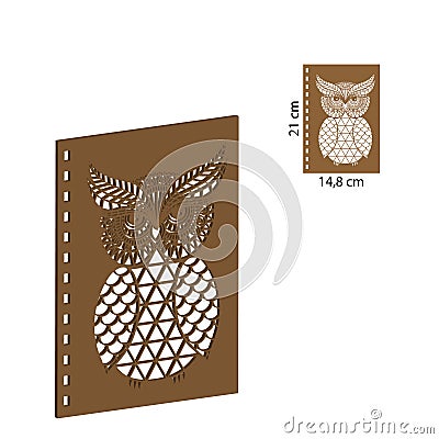 Wooden Notebook with Wood Art laser cut. A5 Spiral Notebook with Wooden Cover. Wooden Journal laser cut file. Pretty Wooden Gift. Vector Illustration