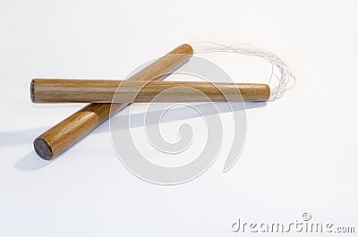 Wooden nunchaku Stock Photo