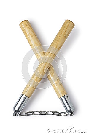 wooden nunchaku Stock Photo