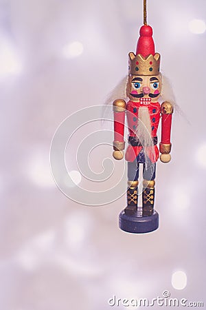 Wooden Nutcracker soldier Christmas decoration Stock Photo