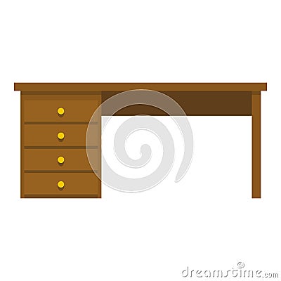 Wooden office desk icon Vector Illustration