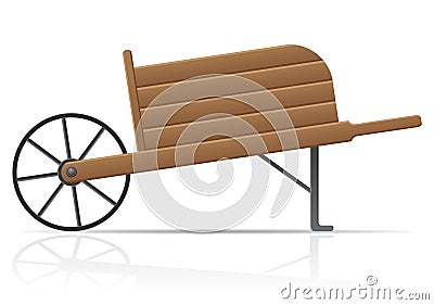 Wooden old retro garden wheelbarrow vector illustr Vector Illustration