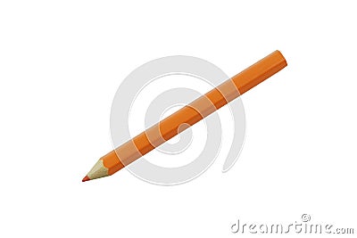 Wooden orange crayon or Color pencil isolated on white background. Stock Photo