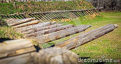 Wooden Outriggers of Historic Fort Jackson Editorial Stock Photo