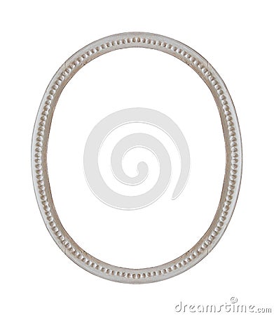 Wooden oval frame for paintings, mirrors or photo isolated on white background. Design element with clipping path Stock Photo