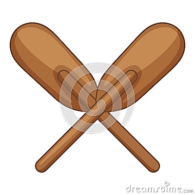 Wooden paddle icon, cartoon style Vector Illustration