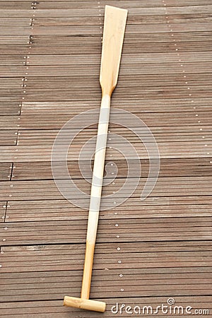 Wooden paddle for rowing Stock Photo