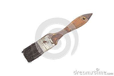 Wooden paint brush, isolated on white background. Clipping path Stock Photo