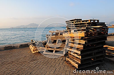 Wooden pallet Stock Photo