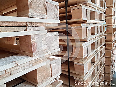 Wooden pallets storage industry transportation Stock Photo