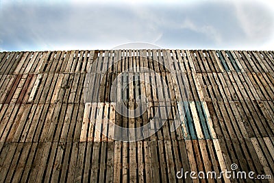 Wooden pallets wall Stock Photo