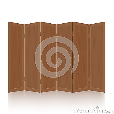 Wooden Partition Room Divider Folding Screen Furniture Vector Illustration