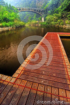 Wooden path and bridge Stock Photo