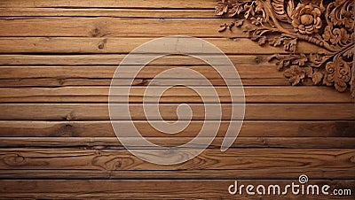 Wooden pattern and tiles background. Carvings and carved wood. Stock Photo