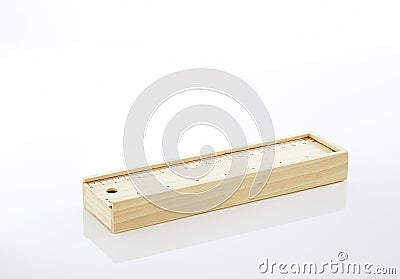 Wooden pencil box Stock Photo