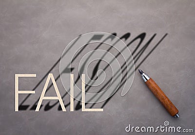 Wooden pencil with fail word and lesson word Stock Photo