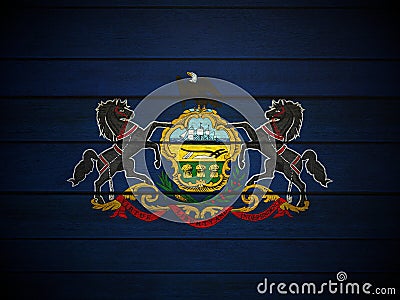 Wooden Pennsylvania flag Cartoon Illustration