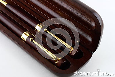 Wooden pens Stock Photo